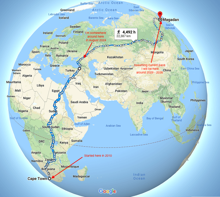 My imaginary run around the world